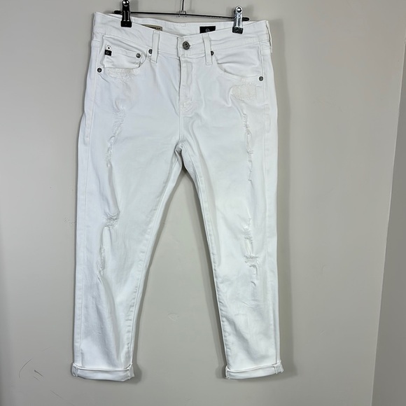 AG Adriano Goldschmeid Ex-Boyfriend Slim White Distressed Jeans 27 - Picture 2 of 9